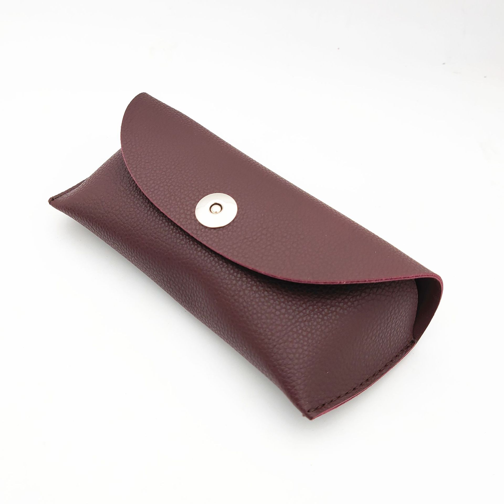 Se puede combinar con gafas de sol, disponible para dropshipping, estuche triangular magnético, estuche para gafas de cuero con diseño de lichi, montura para gafas.