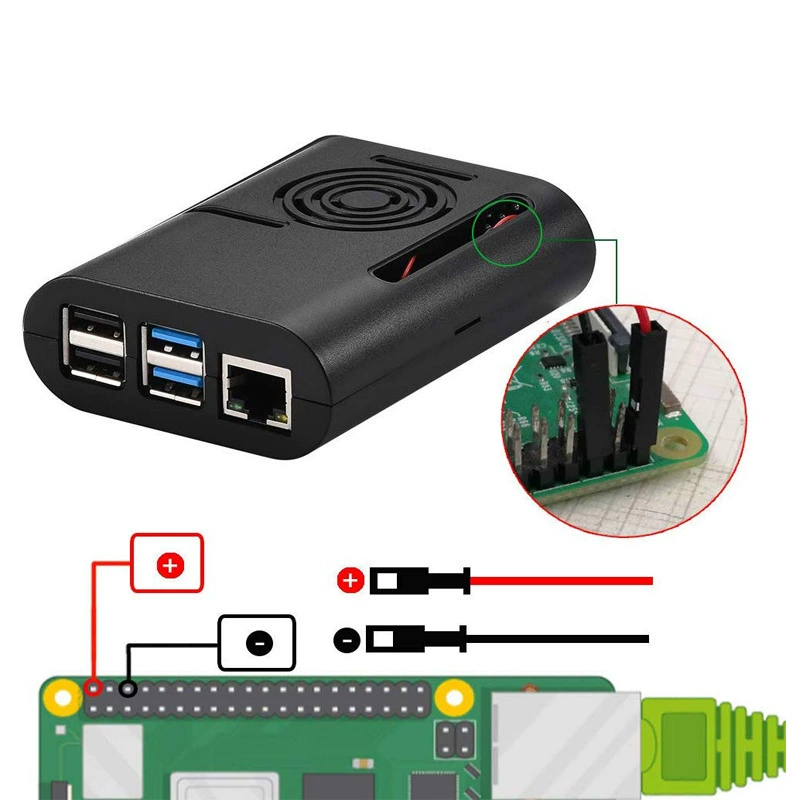 Защитный чехол (Raspberry Pi 4B) ABS-корпус, поддерживает охладительный вентилятор на 5V, доступно в 3 цветах