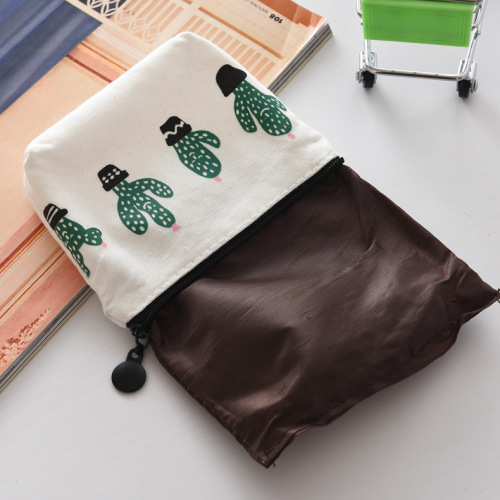 Direct supply canvas triangular cactus coin purse small fresh canvas zipper coin bag key bag wholesale