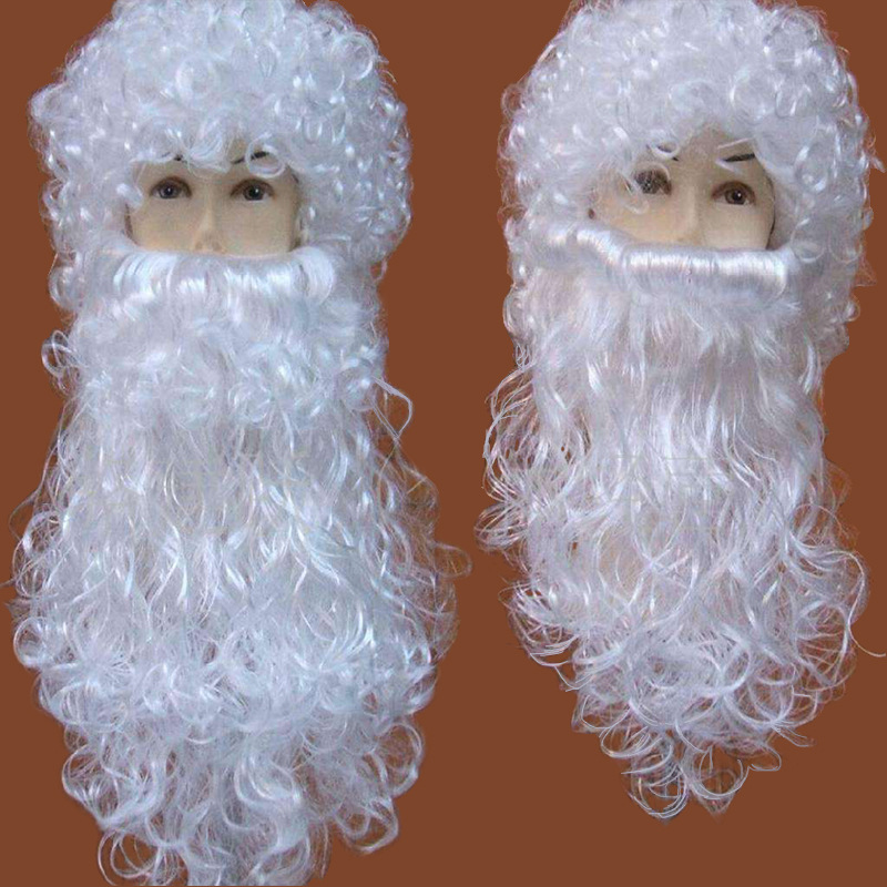 Traje de peluca de Navidad blanca transfronteriza Santa Claus barba accesorios de maquillaje cos escenario vestir peluca personalizada