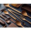 Japanese wooden brand set, tableware, 6 pieces