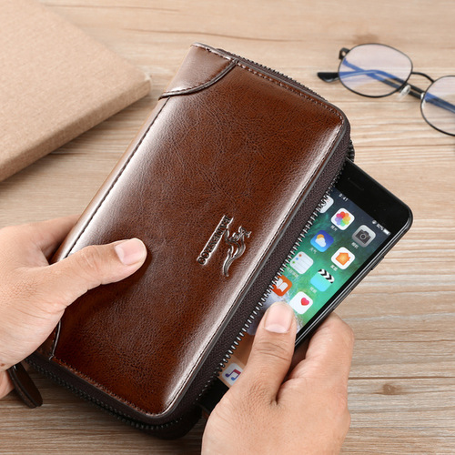 Men's Handbags New Handbags Men's Clutch Double Zipper Men's Handbag Clutch Bag Leather Bag Wallet Cross-border