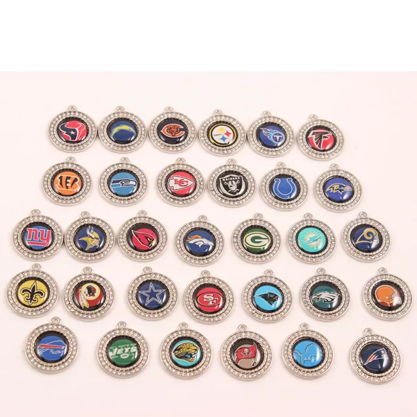 European and American Popular Diamond-Encrusted Pendants Nfl Charms Football Team Bracelet Small Pendant DIY Jewelry Accessories