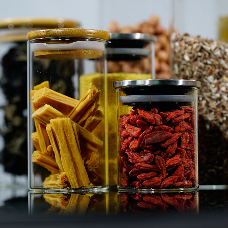 Fuente de fábrica de acero inoxidable tanque de almacenamiento de vidrio tanque de almacenamiento sellado tanque de almacenamiento de cocina té café tanque de almacenamiento