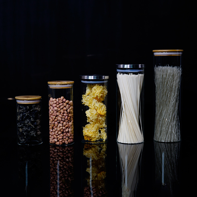 Fuente de fábrica de acero inoxidable tanque de almacenamiento de vidrio tanque de almacenamiento sellado tanque de almacenamiento de cocina té café tanque de almacenamiento