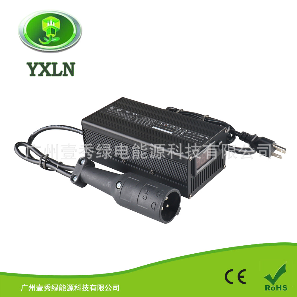 厂销带仪表显示48V5A高尔夫球车充电器美插110VAC黑色大圆头