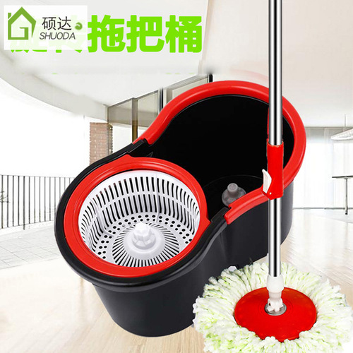 Dual-Drive Paddle Mop Bucket Household Hand-Free Lazy Mop Cloth Floating Basket Octagonal Bucket Round-Tip Rotating Mop