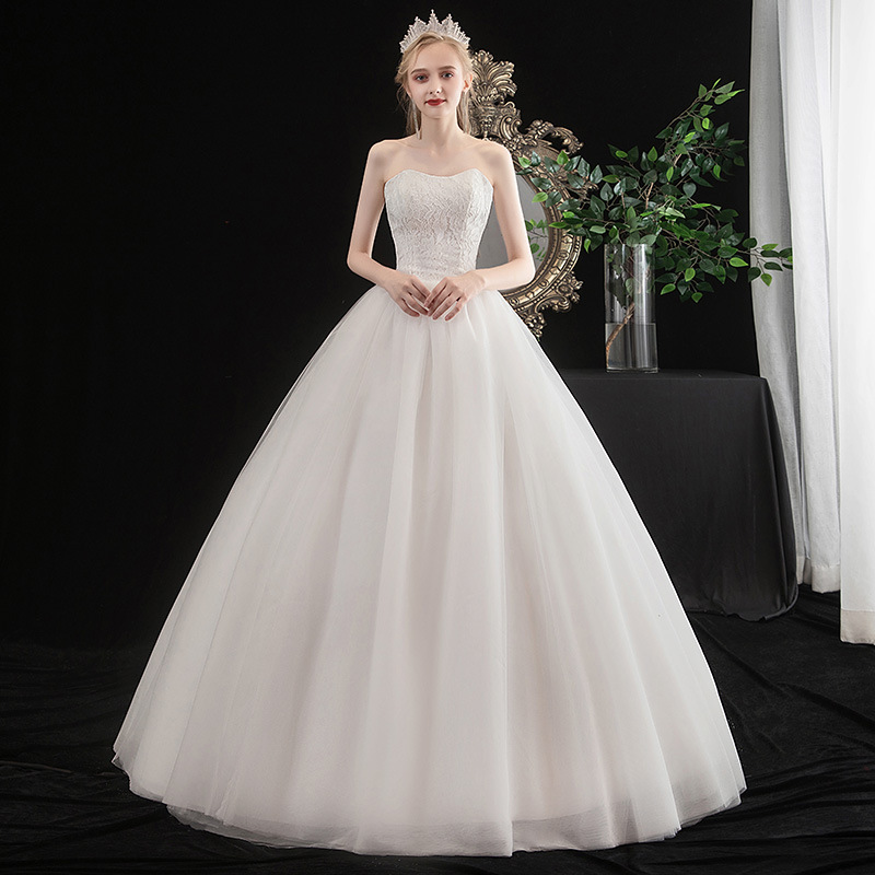 2025 New Wedding Dress Tube Top Wedding Dress Fashion Casual Korean Lace Princess Summer and Autumn Fairy Soft Wedding Dress for Women