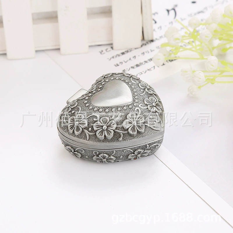 Сердцевидная металлическая коробка для хранения PC-2001S/P, цинковый сплав, 6×6×3.2 см, античная жестяная отделка