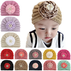 Amazon's new baby autumn and winter warm knitted hat European and American children's ribbon coiled woolen hat baby hat
