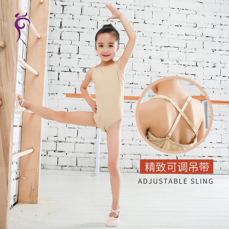 Factory direct sales of girls' dance base layer clothing, summer children's suspender practice clothes, children's onesie suspender body shaping clothes.