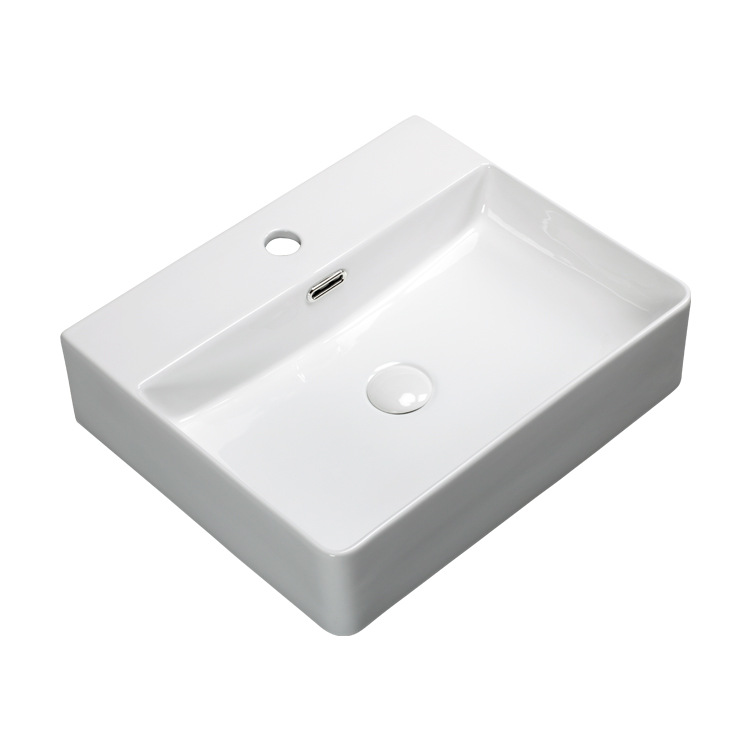 Lavabo Hengying, lavabo artístico, lavabo cuadrado de cerámica con orificio para grifo, lavabo bajo encimera, lavabo de cerámica integrado, lavabo de encimera
