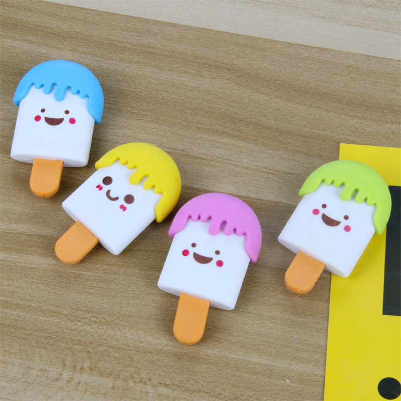 Creativo Nuevo Borrador de helado de dibujos animados de forma de paleta Borrador de dibujos animados útiles escolares suministros para estudiantes premio
