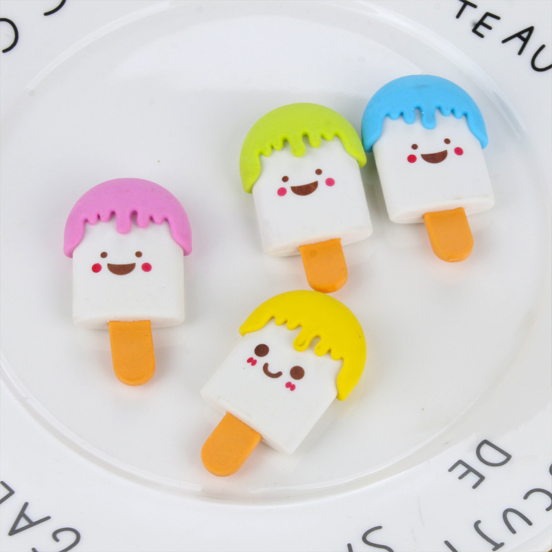 Fábrica al por mayor de dibujos animados lindo helado borrador de forma de paleta borrador estudiante papelería material escolar