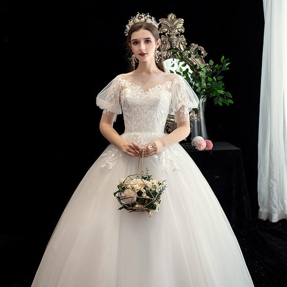 Wedding Dress 2022 New Korean-style Slim-fit Bride Wedding Yarn Large Size Lace Photo Studio Wedding Dress for Small H26