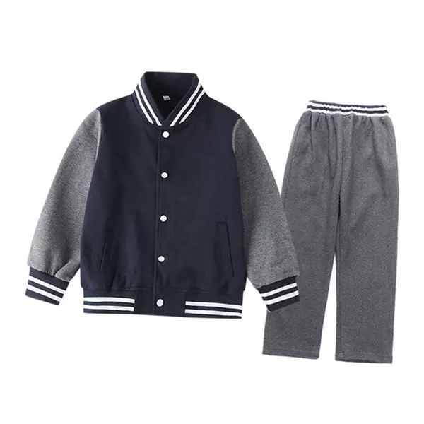 805# [Navy Blue + Striped Waist Trousers] Two-piece Set