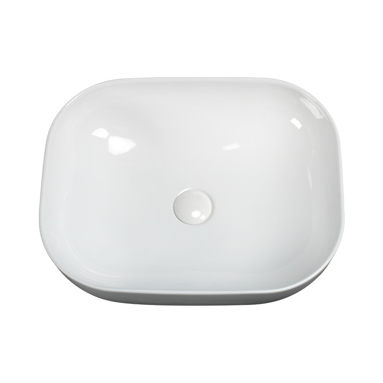Lavabo Hengying, lavabo artístico de cerámica blanca, cuadrado con esquinas redondeadas, estilo nórdico simple y elegante, fabricante, para apartamentos pequeños