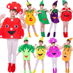 子供の日の学校の番組は服装の天気の果物の野菜の太陽の雲の星のイチゴの服を演出します。