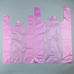 Thick Pink Plastic Bag for Wholesale Fruit Packaging, Takeaway Packing Bag, Shopping Bag with Handle, Vest Bag for Trash
