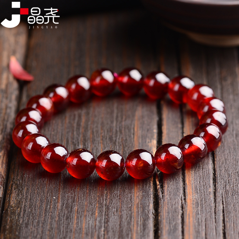 石榴石手链厂供天然包体橙红色单圈手串女人石时尚OL水晶饰品礼物