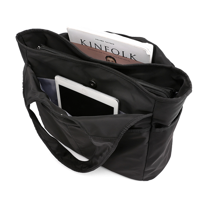 Directo de fábrica multi-compartimiento bolso de las mujeres natación yoga bolsa impermeable gran capacidad de nylon ligero bolso de hombro de tela