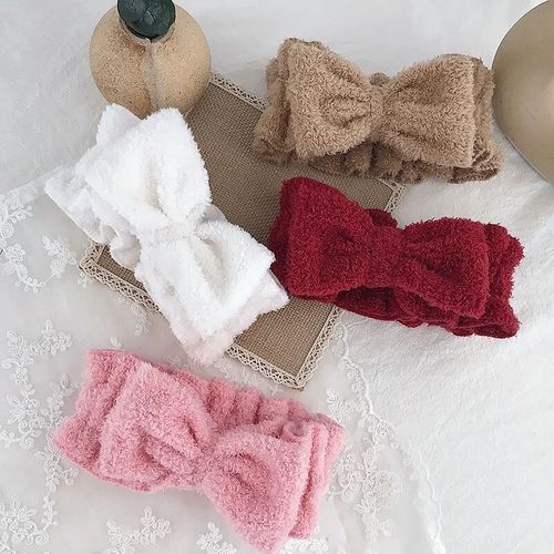 Korean style new face wash headband headband internet celebrity bow sweet plush headband wide edge super fairy cute hair accessory