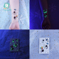 瑞卡龍跨境保防水夜光紋身貼 兒童發光卡通太空紋身貼紙 廠家直銷