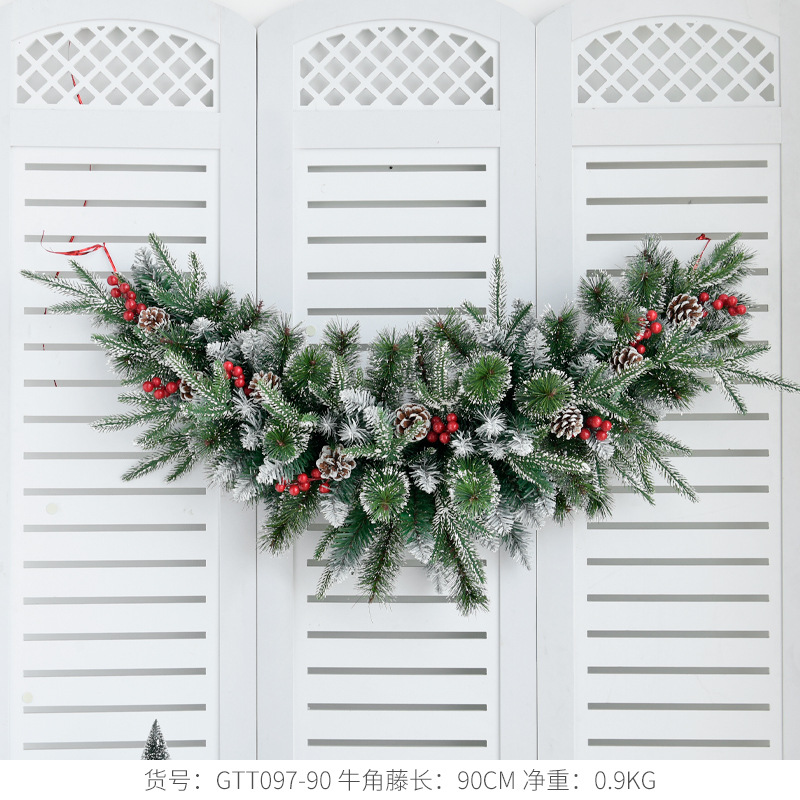 Adornos Navideños Transfronterizos de 90/120/150 cm, Luna Creciente Blanca y Verde, Adornos Colgantes de Ratán de PVC