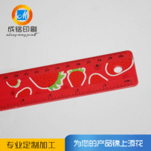 多彩卡通直尺印刷加工塑料工具尺礼品产品logo花纹热转印移印加工
