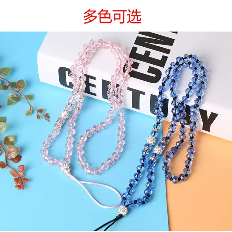 水晶闪钻石手机挂绳 手工打结挂链挂脖长绳证件女款手机挂绳