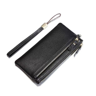 European and American Cross-border First Layer Cowhide Women's Wallet Multi-functional Clutch Bag Large Capacity Genuine Leather Card Bag Zipper Mobile Phone Bag