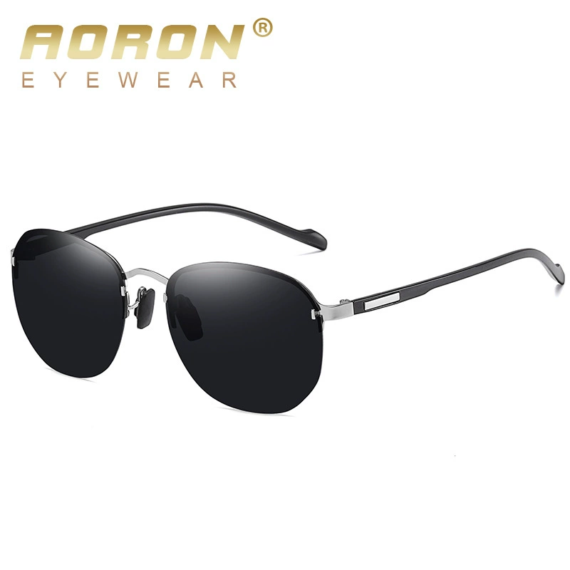 Новые модные polarized солнечные очки AORON круглой формы без оправы Prince TR legs A608