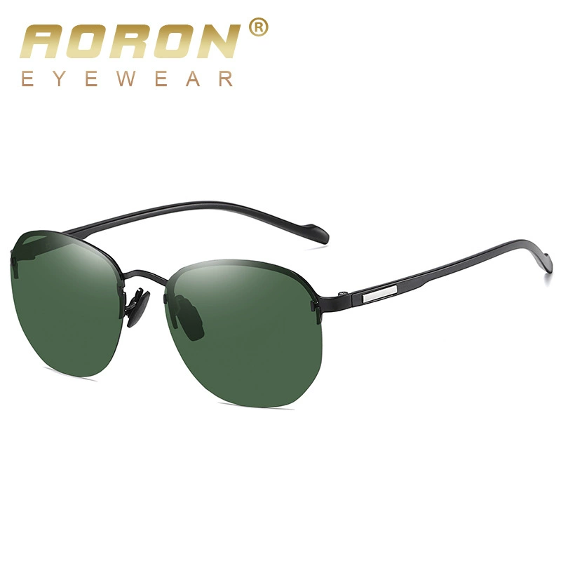 Новые модные polarized солнечные очки AORON круглой формы без оправы Prince TR legs A608