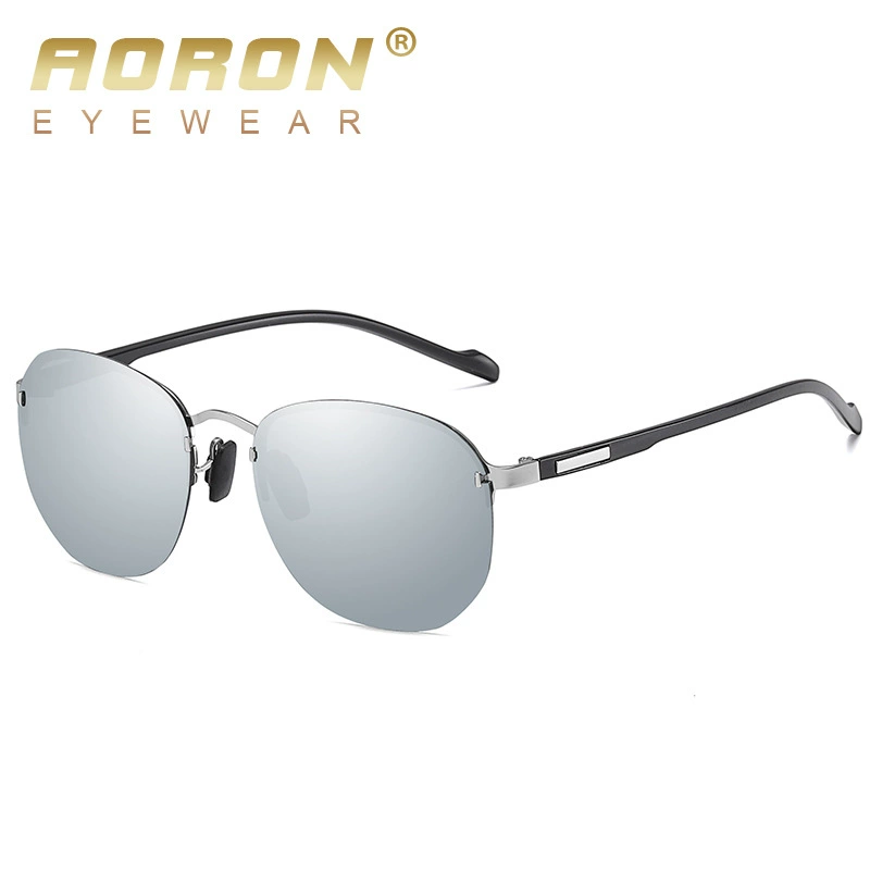 Новые модные polarized солнечные очки AORON круглой формы без оправы Prince TR legs A608
