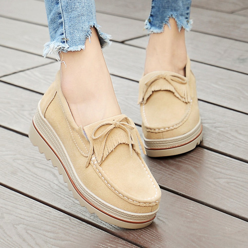Flat shoes for women with thick soles, height-increasing, travel 