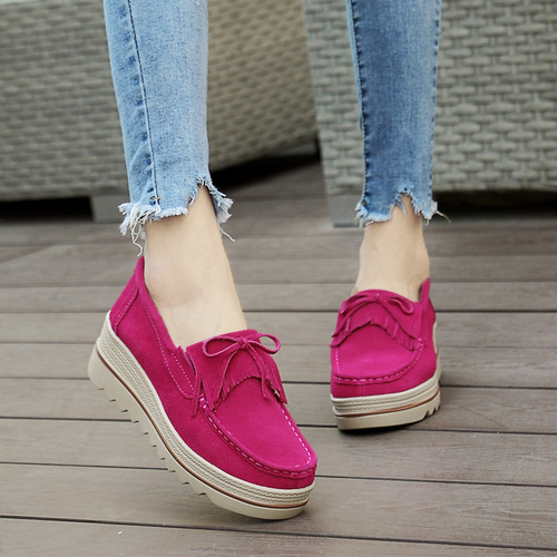 Flat shoes for women with thick soles, height-increasing, travel 
