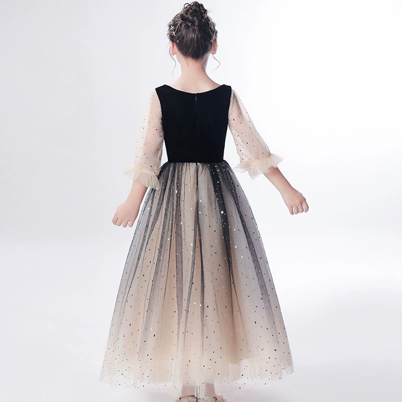 Small princess costume, evening dress, fashionable long skirt, children's piano performance costume, new collection, western style