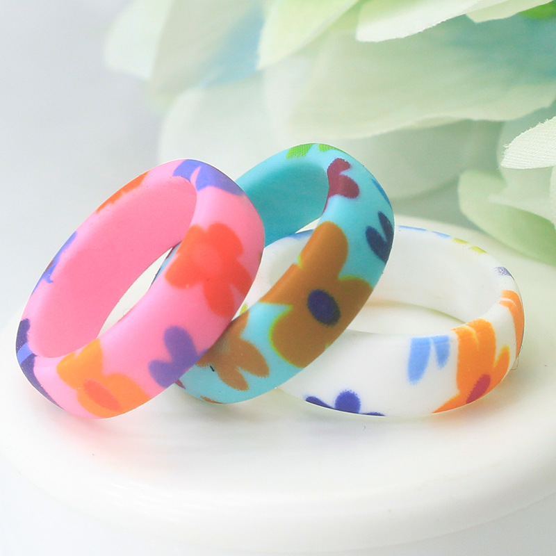 New Silicone ring 5.7mm wide Longevity flower silicone ring women's wedding ring