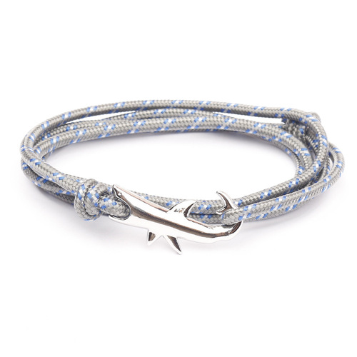 Anchor Fish Hook Shark Style Bracelet Handmade Rope Men's and Women's Couple Gift SSY Silver