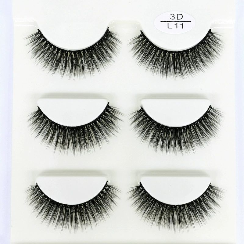 Мягкие удобные реалистичные наглядные ресницы 3D, 3 пары, оптом