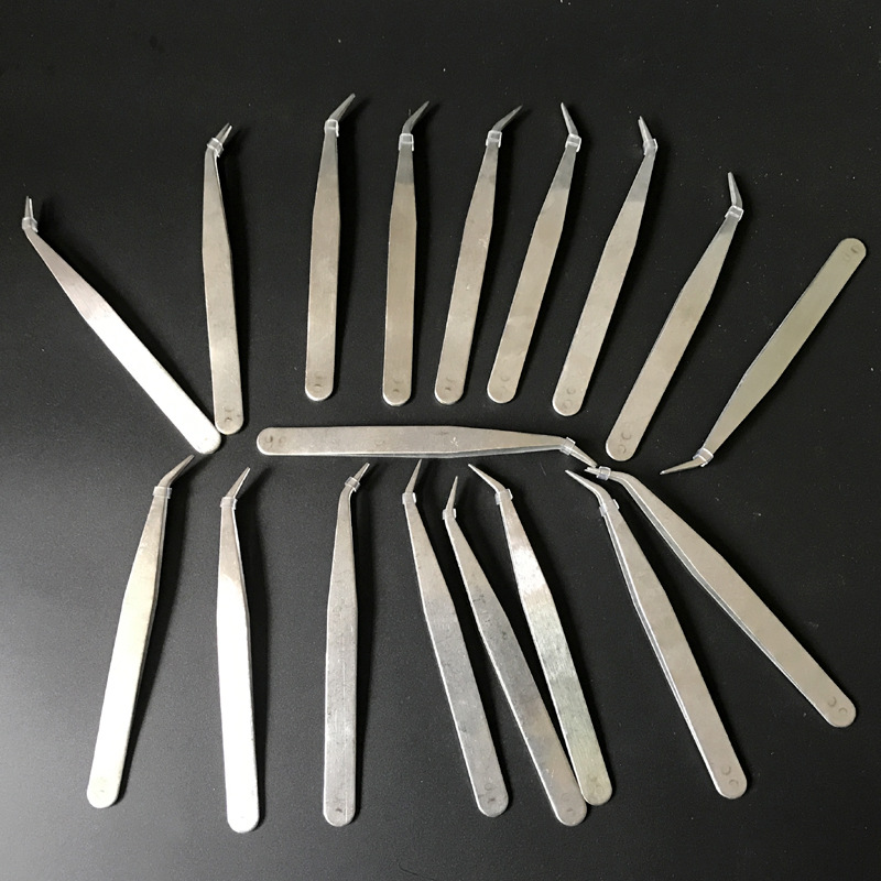 DIY拼豆夹子12.5cm弯头镊子不锈钢镊子拼图系列小工具1mm厚度夹子