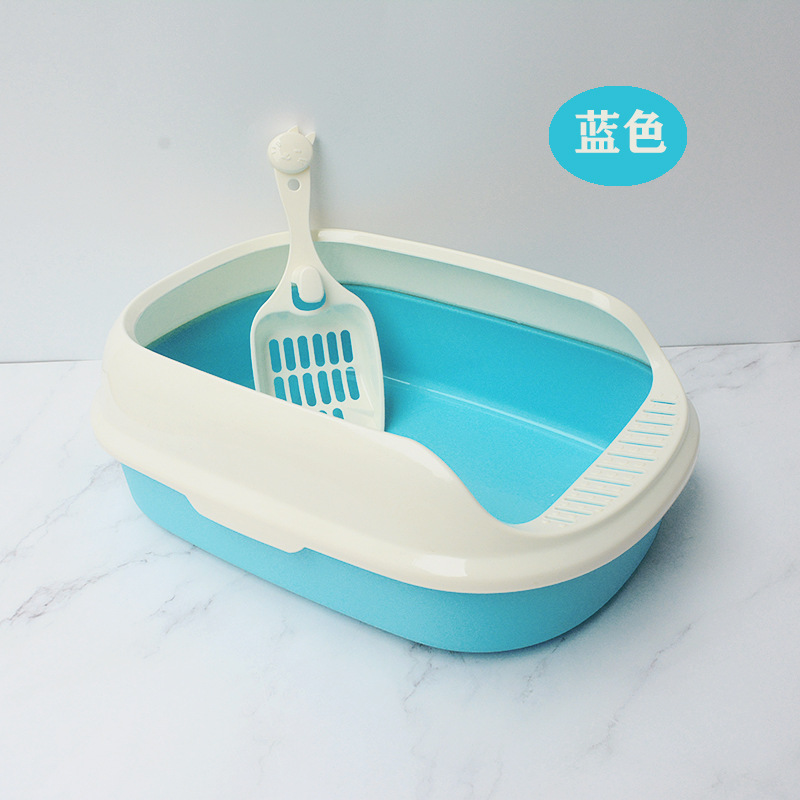 Caja de arena para gatos semi-cerrada gato inodoro anti-salpicaduras tamaño pequeño caja de arena para gatos gratis pala de arena para gatos suministros de limpieza para gatos al por mayor