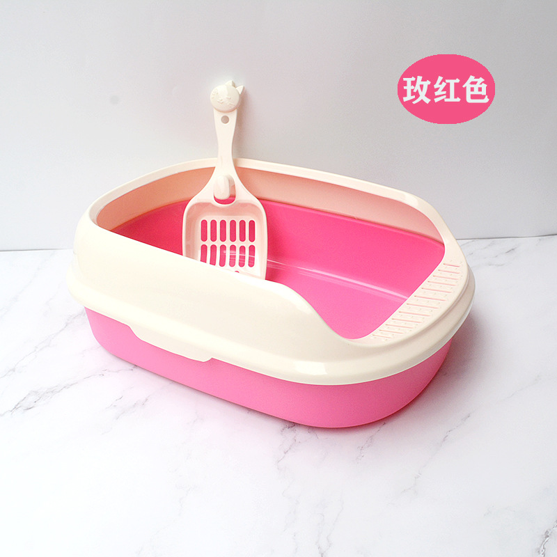 Caja de arena para gatos semi-cerrada gato inodoro anti-salpicaduras tamaño pequeño caja de arena para gatos gratis pala de arena para gatos suministros de limpieza para gatos al por mayor