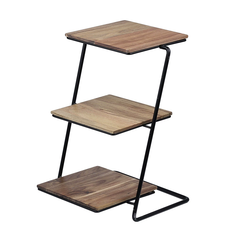 Заводская прямой продажа трехслойная десертная pan Nordic Creative Iron Acacia Cake Shelf Multi-layer Fruit Settings Desk