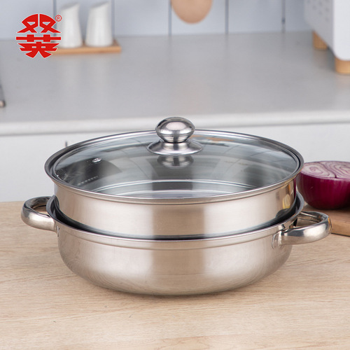 Factory direct supply multi-functional double-layer soup steamer 28cm stainless steel steamer multi-layer steamer gift pot wholesale