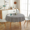 Nordic INS style simple cotton and linen round tablecloth wholesale grid geometric stamp table cloth tablet burst tablecloth