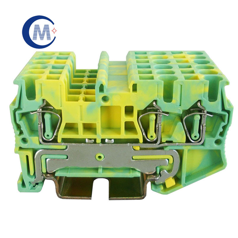 厂家直销ST2.5-TWIN-PE一进二出弹簧接地端子直通式弹簧接地端子