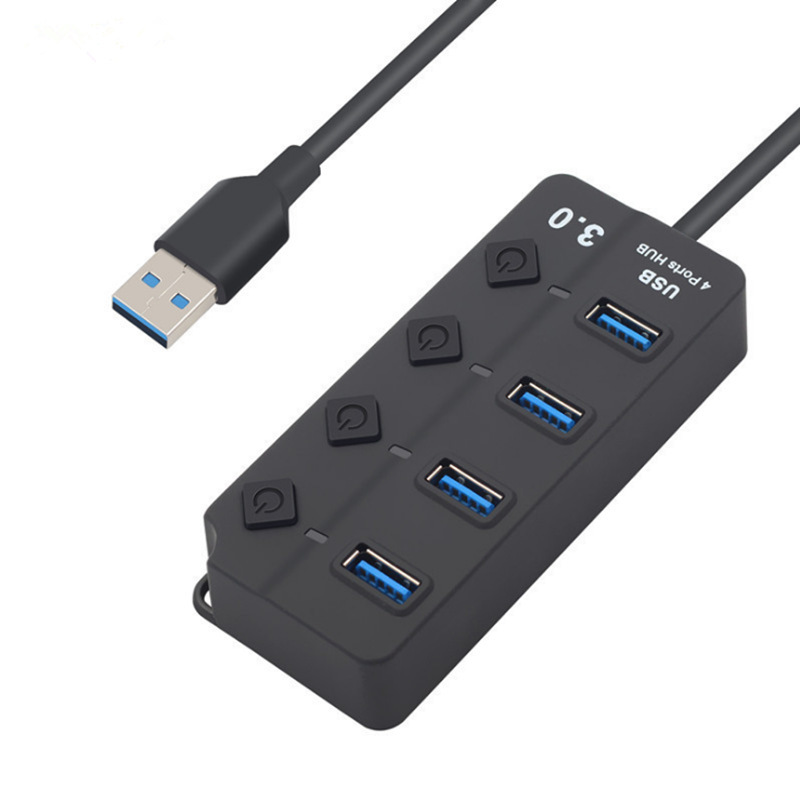USB 3,0 HUB nuevo interruptor de botón independiente de 4 puertos 3,0 transmisión de alta velocidad de uno a cuatro extensor