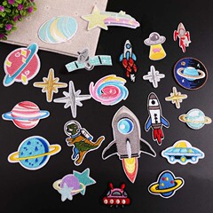 Computer Embroidered Patch Astronaut Planet Meteor Series Clothing Decorative Patch Embroidery Fabric Patch Computer Embroidered Label
