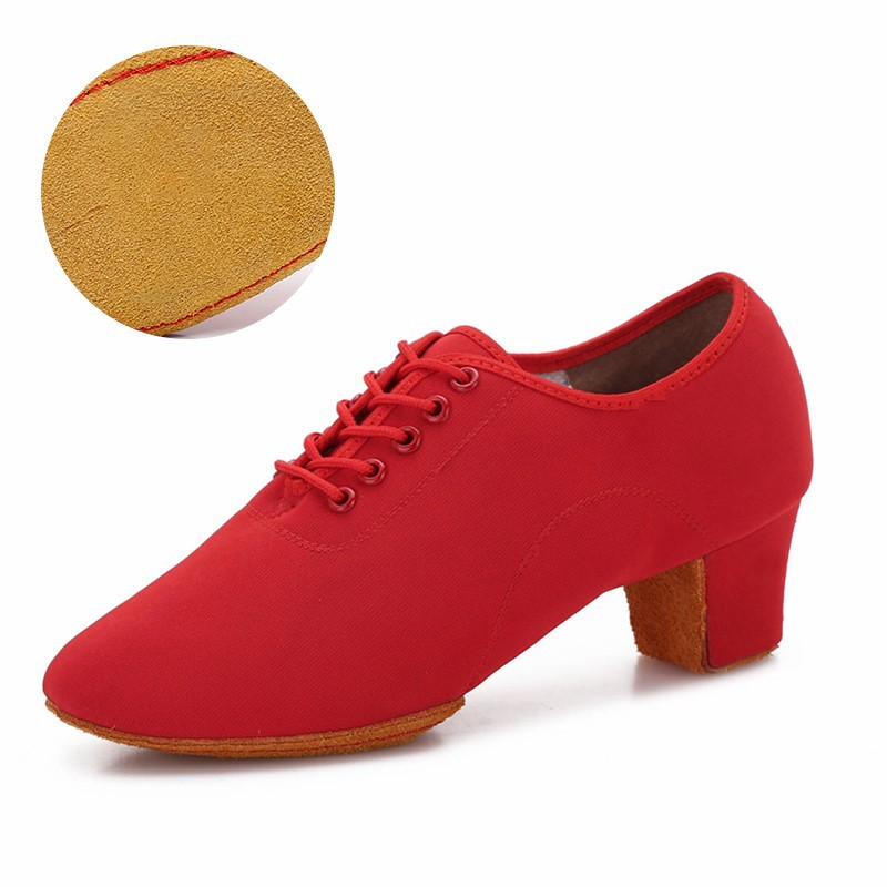 Zapatos de profesor de tacón alto de las mujeres zapatos de baile latino de tela Oxford zapatos de baile de fondo suave profesional zapatos de baile cuadrados de baile de jazz